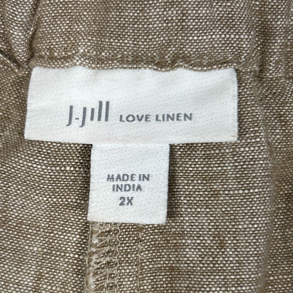 J Jill Love Linen Pants Womens 2X 100% Linen Tan Ankle Cropped Stretch Pockets - Picture 3 of 7